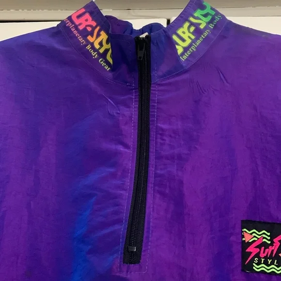 80’s SURF STYLE!  Interplanetary Body Gear. Pullover windbreaker 1/4 zip jacket. - Picture 4 of 15